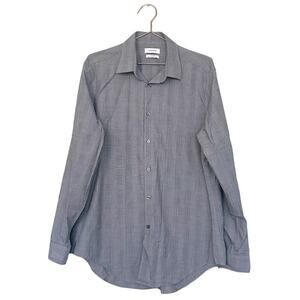 Calvin Klein gray subtle stripe Slim Fit stretch steel non iron button down